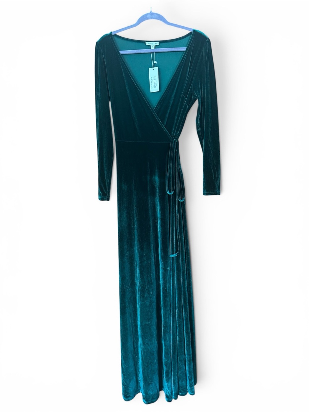 Baltic Born Green Velvet Feel Wrap Maxi Dress